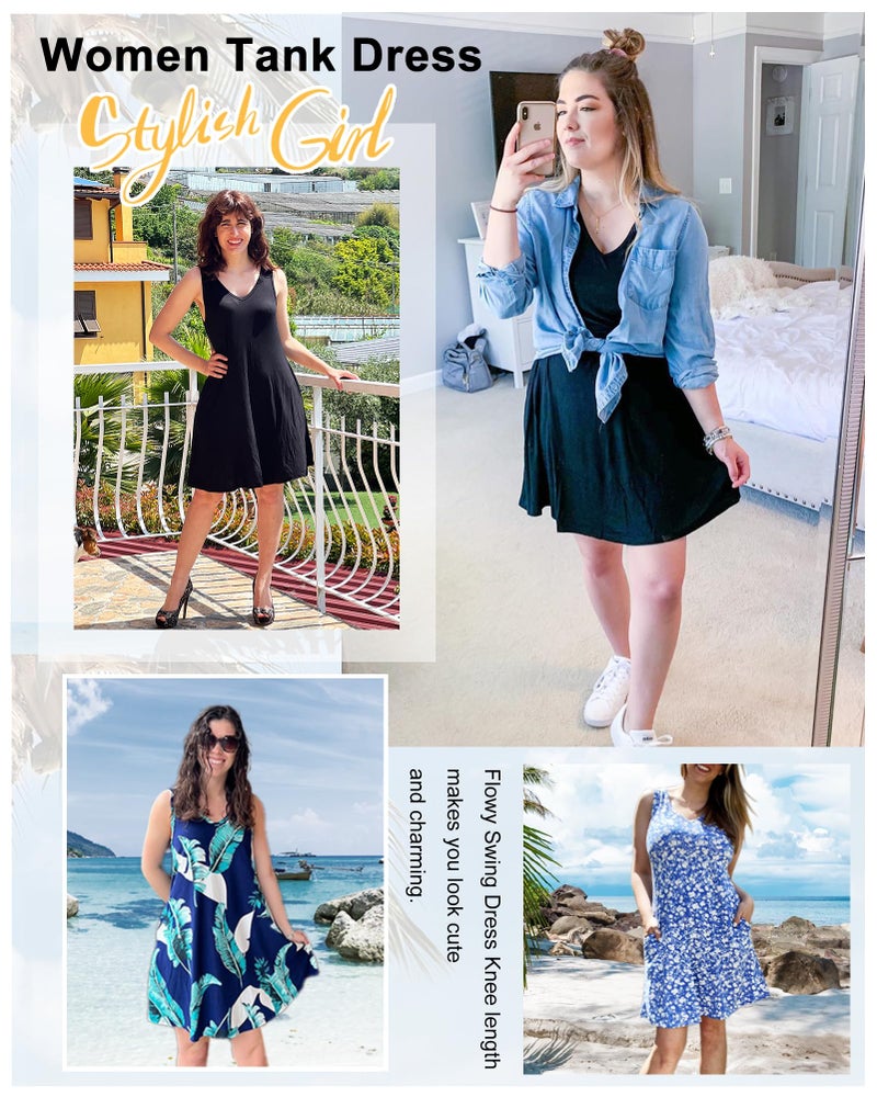 AUSELILY Women's Sleeveless V Neck Mini Dress Beach Cover Up Swimwear Bathing Suit Sundresses with Pockets 2026 New Black M - Image 5